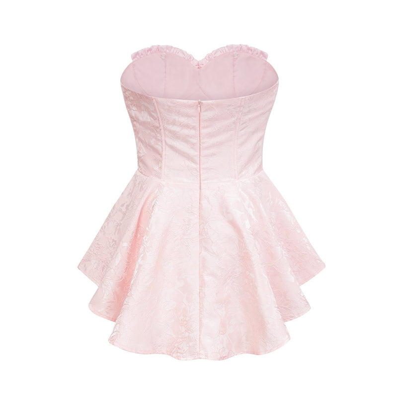 Lacey Pink Jacquard Mini Dress