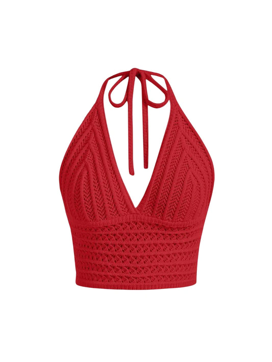 Ladies Knitwear Top With Halter Neck Waist String amp Soft Style For Beach Music Festival