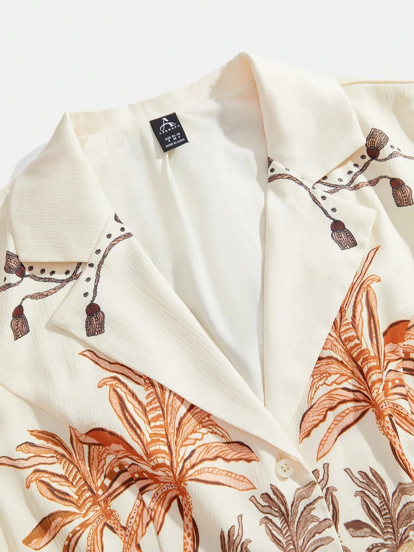 Ladies Spring And Summer HighEnd Coconut Tree Fashionable And Elegant Printed Elegant Long Sleeved