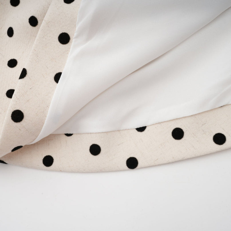 Laila Mini Dress in Neutrals Polka Dot Square Neck Puff Skirt