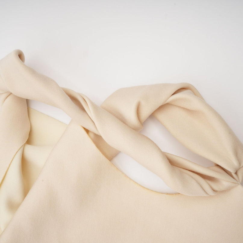 Laila Mini Dress in Neutrals stretch-jersey one sleeve twisted straps raw-cut edges Viscose Polyester Spandex