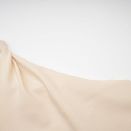 Laila Mini Dress Neutrals Asymmetrical Stretch Jersey Short Sleeve Twisted Straps Raw Cut Edges Viscose Polyester Spandex