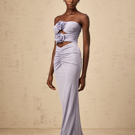 Laila Purple 3D Petal Corset Maxi Dress