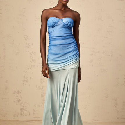 Lana Blue Mesh Gradient Midi Dress
