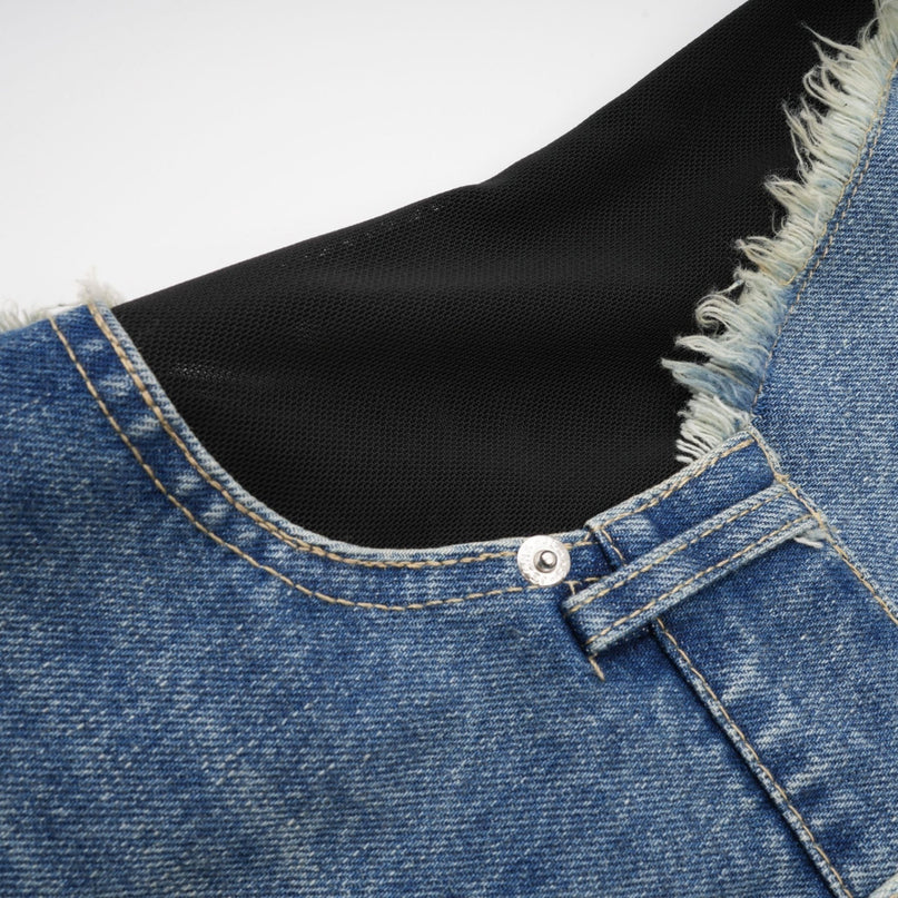 Lana denim patchwork sleeveless dress