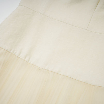 Landry White Crystal Accent Bow Midi Dress Terylene Fiber Pleated Detailing