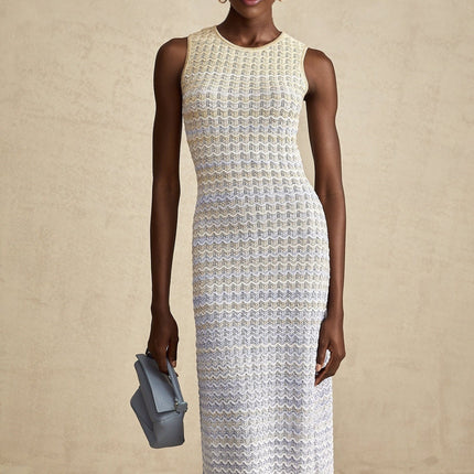Laney Neutrals Ribbed Knit Midi Dress