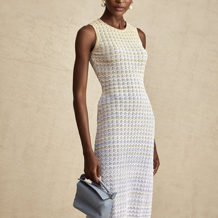 Laney Neutrals Ribbed Knit Midi Dress