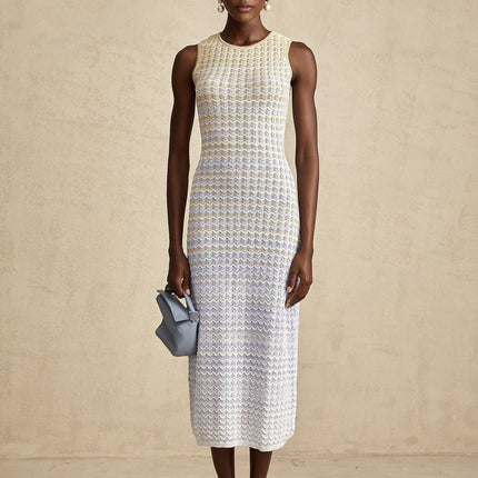Laney Neutrals Ribbed Knit Midi Dress
