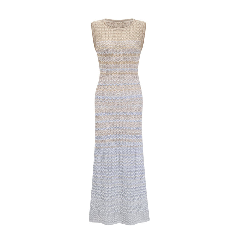 Laney Neutrals Ribbed Knit Midi Dress