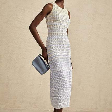 Laney Neutrals Ribbed Knit Midi Dress