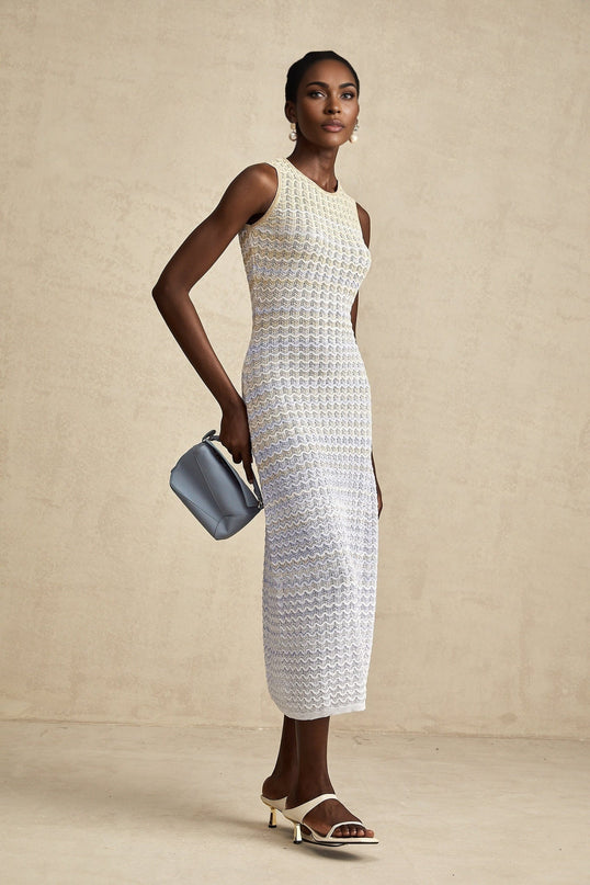 Laney Neutrals Ribbed Knit Midi Dress
