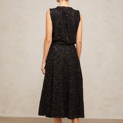 Lauretta Black Knit Sequined Vest and Skirt Ensemble
