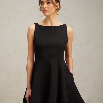 Lauretta Black Sleeveless Flare Hem Dress