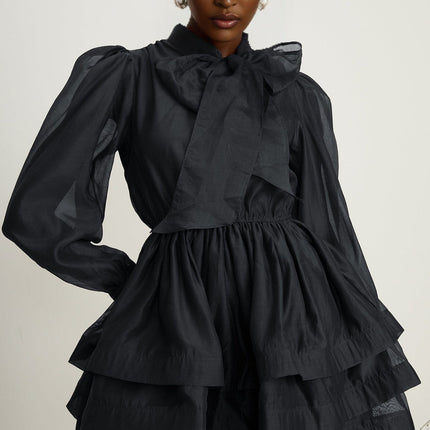 Lauretta Black Tiered Flare Mini Dress