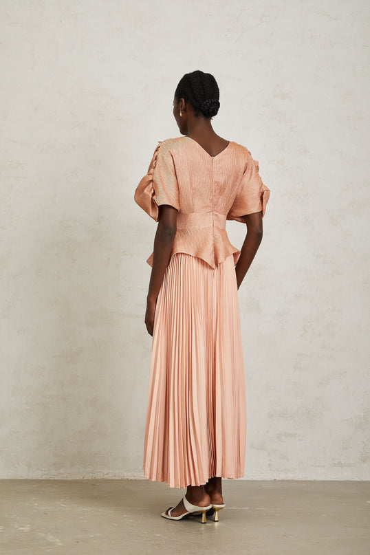 Lauretta Pink Floral Embroidered Maxi Dress