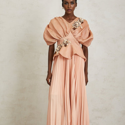 Lauretta Pink Floral Embroidered Maxi Dress