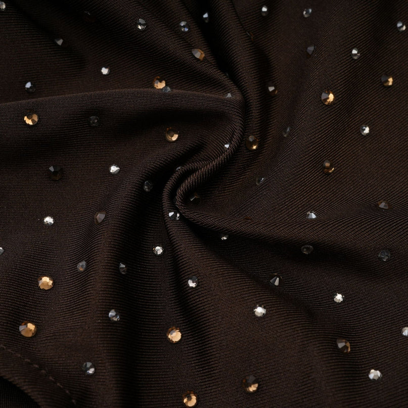Lavinia Brown Crystal Embellished Bodysuit