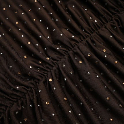 Lavinia Brown Crystal Embellished Bodysuit