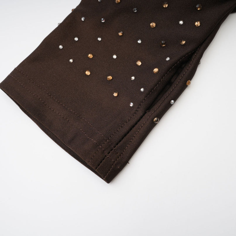 Lavinia Brown Crystal Embellished Bodysuit