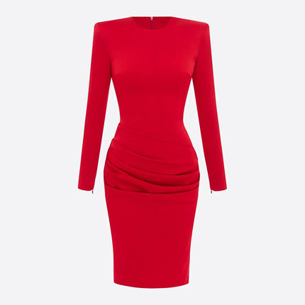 Lavinia Red Sunset Dress A-line Silhouette Mid-Calf Length