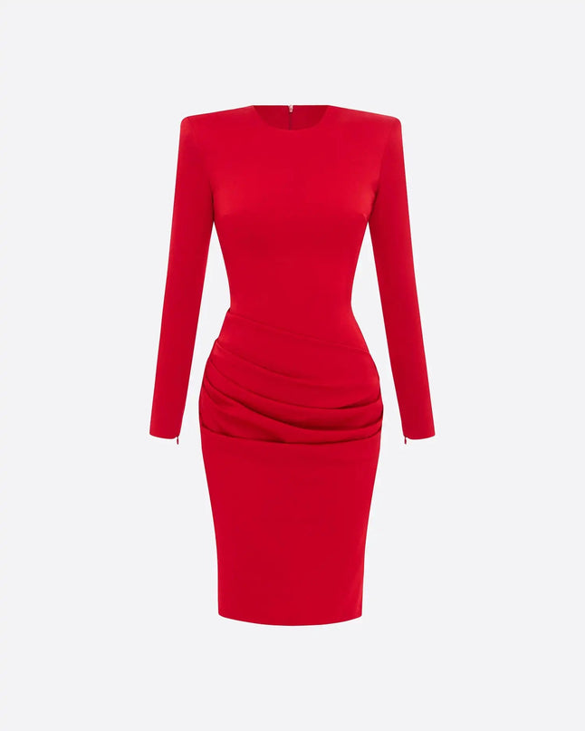 Lavinia Red Sunset Dress A-line Silhouette Mid-Calf Length