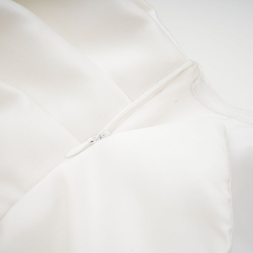 Leilani White Mini Dress with Oversize Bow Detail Sleeveless Off-the-Shoulder Fitted Waistline Straight Hem Mini Length 100% Polyester