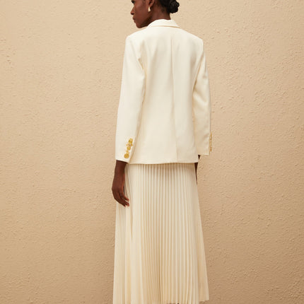 Leonide Neutral Lock Detail Blazer Skirt Set in Neutrals