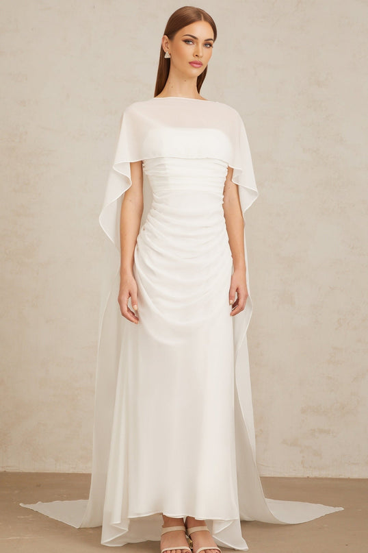 Léonie White Tulle Cape & Dress Set in White for Special Occasions