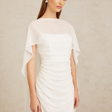Léonie White Tulle Cape & Dress Set in White for Special Occasions