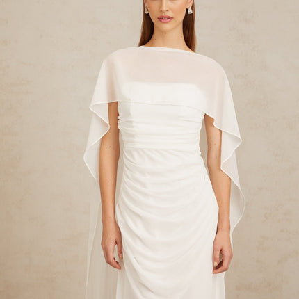 Léonie White Tulle Cape & Dress Set in White for Special Occasions
