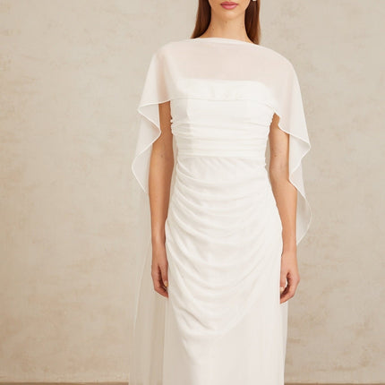 Léonie White Tulle Cape & Dress Set in White for Special Occasions
