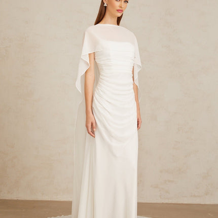 Léonie White Tulle Cape & Dress Set in White for Special Occasions