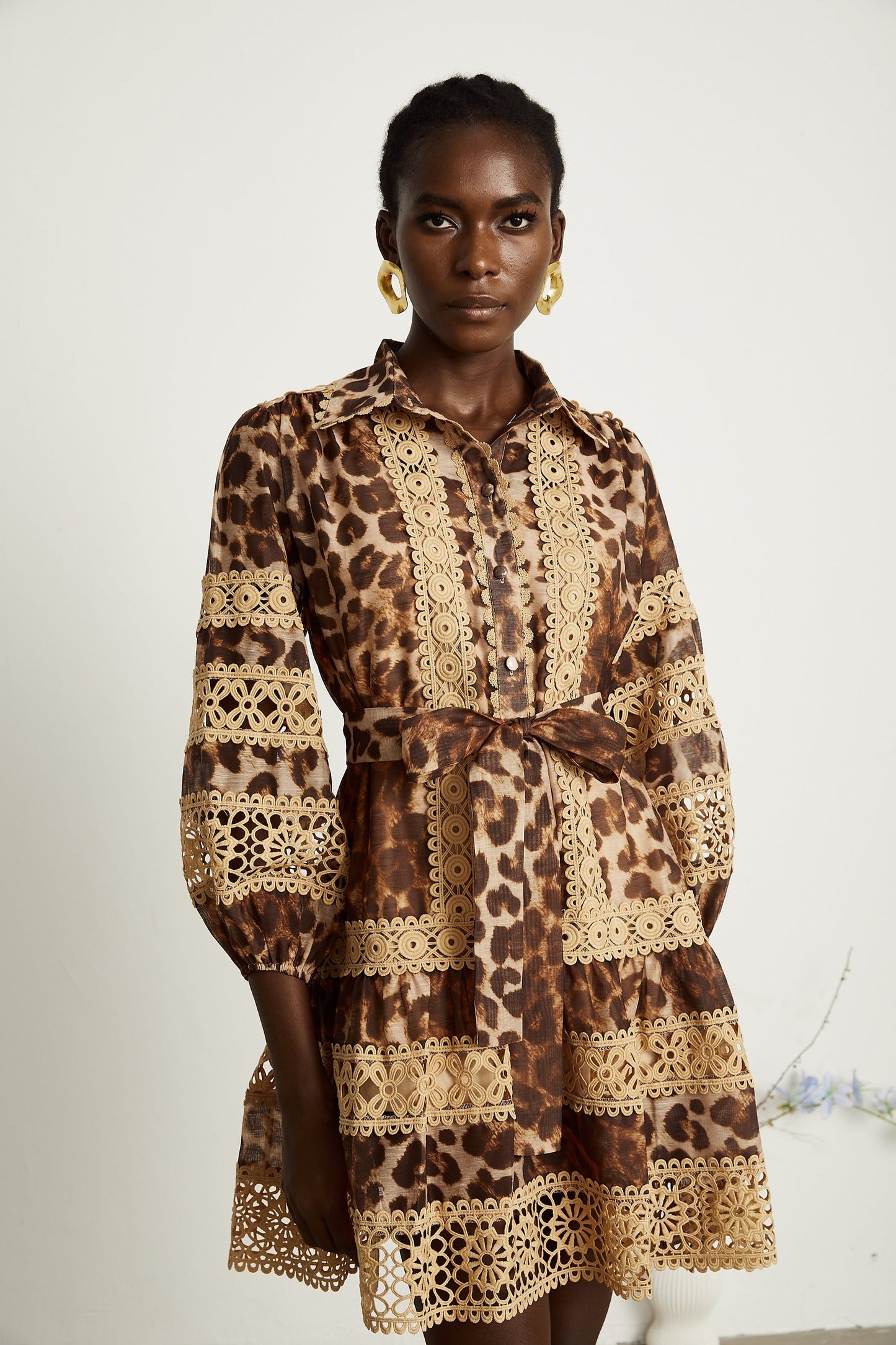 Léonor leopardprint cutout panelled mini dress