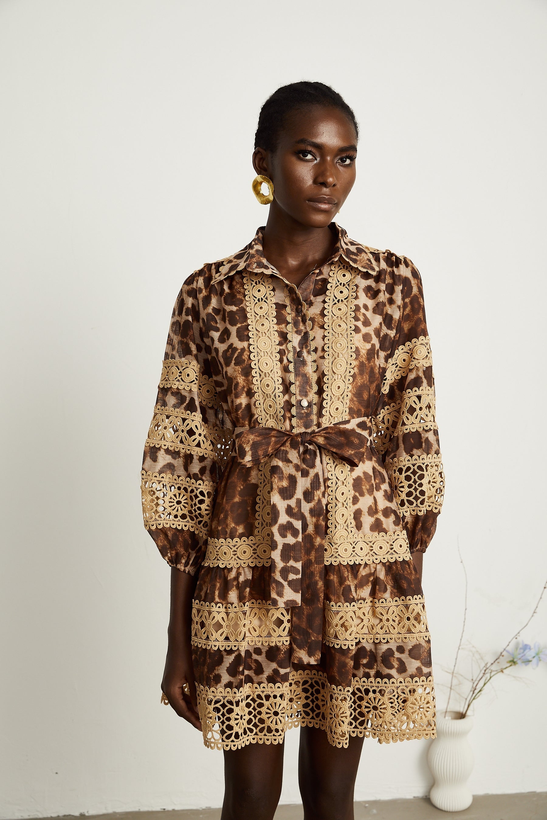 Léonor leopardprint cutout panelled mini dress