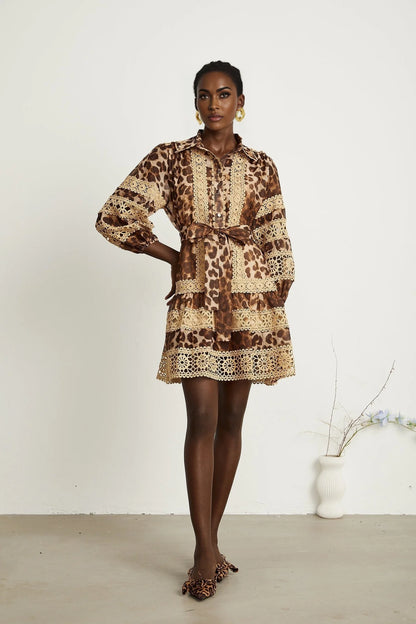 Léonor leopardprint cutout panelled mini dress