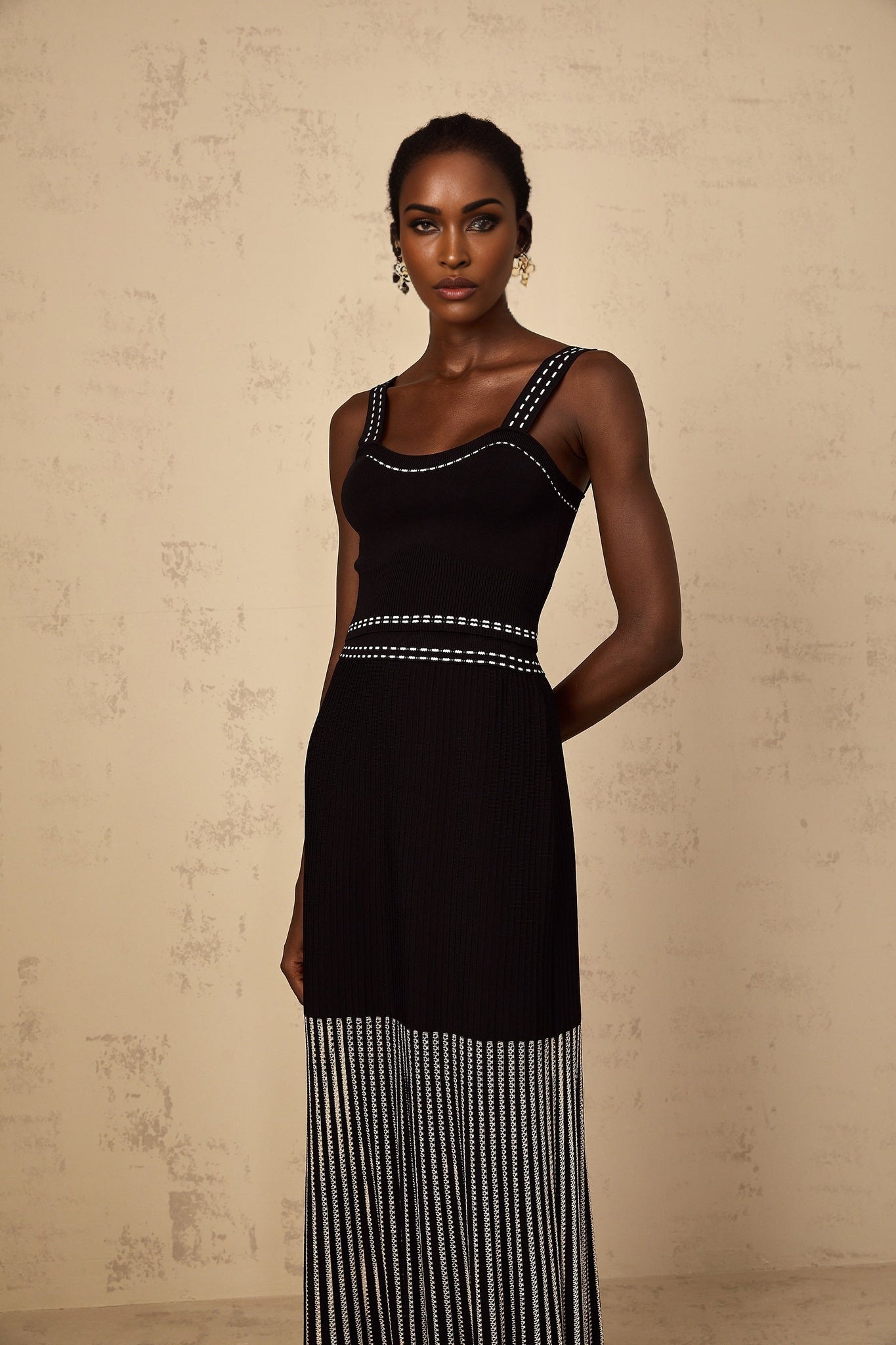 Léontine Womens Contrast Color Ribbed Knit Matching Set