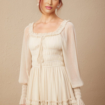 Leslie Metallic Threading Midi Dress in stunning Neutrals