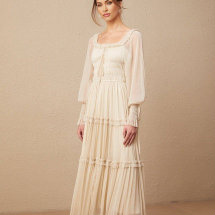 Leslie Metallic Threading Midi Dress in stunning Neutrals