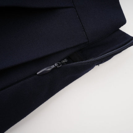 Lesly Navy Blue A-Line Embroidered Pleated Skirt