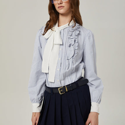 Lesly Navy Blue A-Line Embroidered Skirt