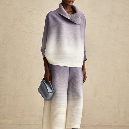 Letizia Purple Blouse and Trousers Wrinkled Set
