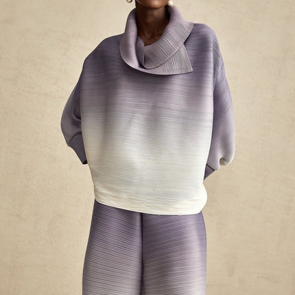 Letizia Purple Blouse Trousers Wrinkled Set