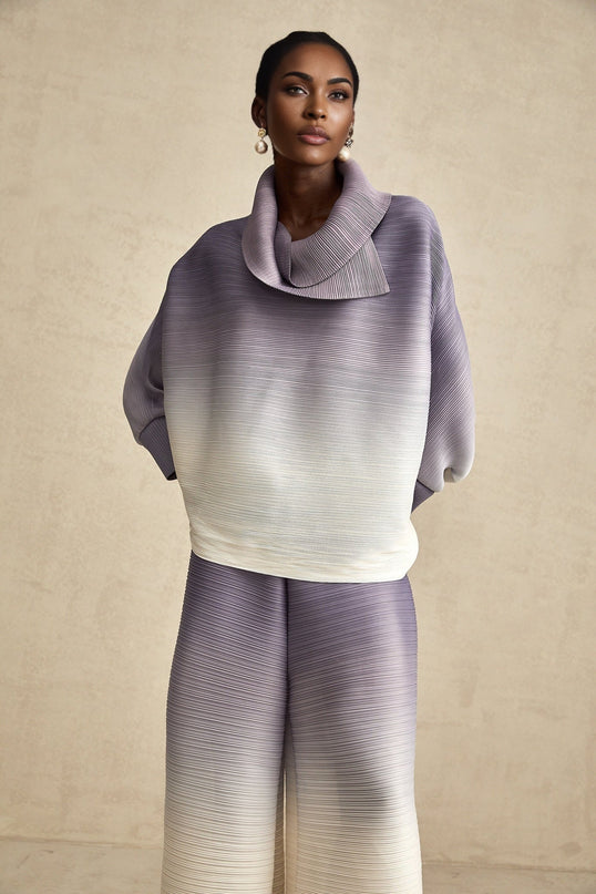 Letizia Purple Blouse Trousers Wrinkled Set