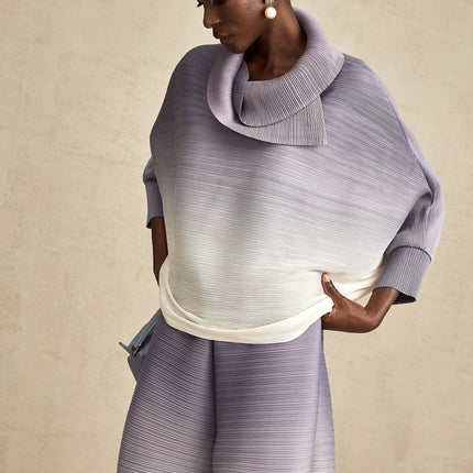 Letizia Purple Blouse Trousers Wrinkled Set