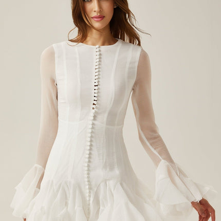 Letizia White Flared Sleeve Mini Dress
