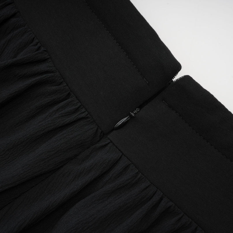 Lia Black High-Waisted Pleated Mini Dress 64% Polyester 36% Cotton