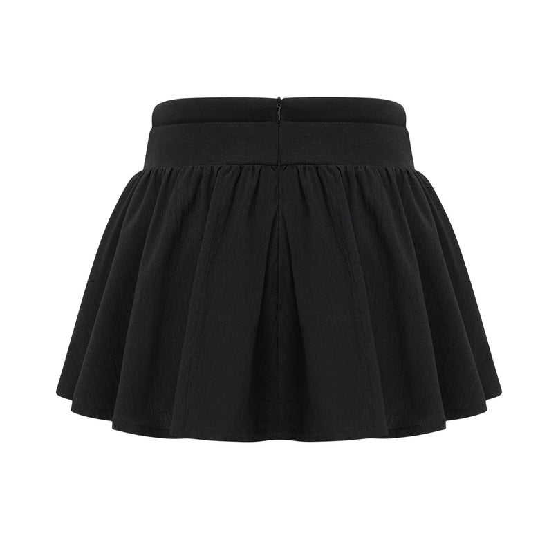 Lia Black Pleated High-Waisted Mini Dress