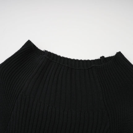 Liana Black Ribbed Sleeveless High Neck Top with Twist Detailing