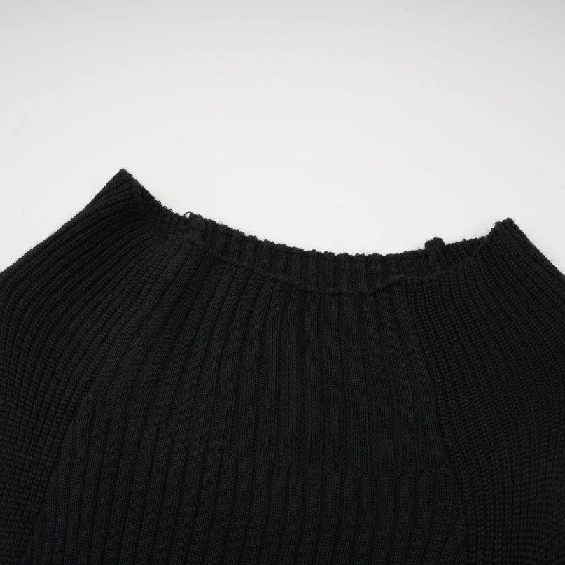 Liana Black Ribbed Sleeveless High Neck Top with Twist Detailing